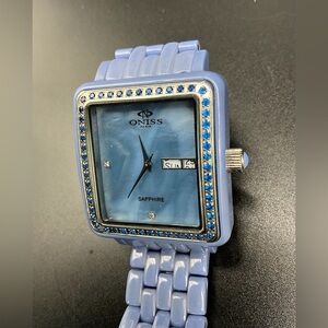 Oniss Blue Sapphire Crystal Square Women’s Watch